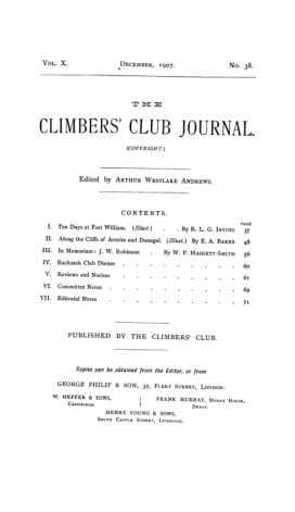 Climbers' Club 1907 Vol.10 No.38 Journal cover